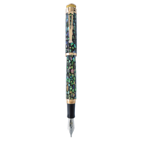 Front view of the Cioppino Fountain Pen with the cap posted. 