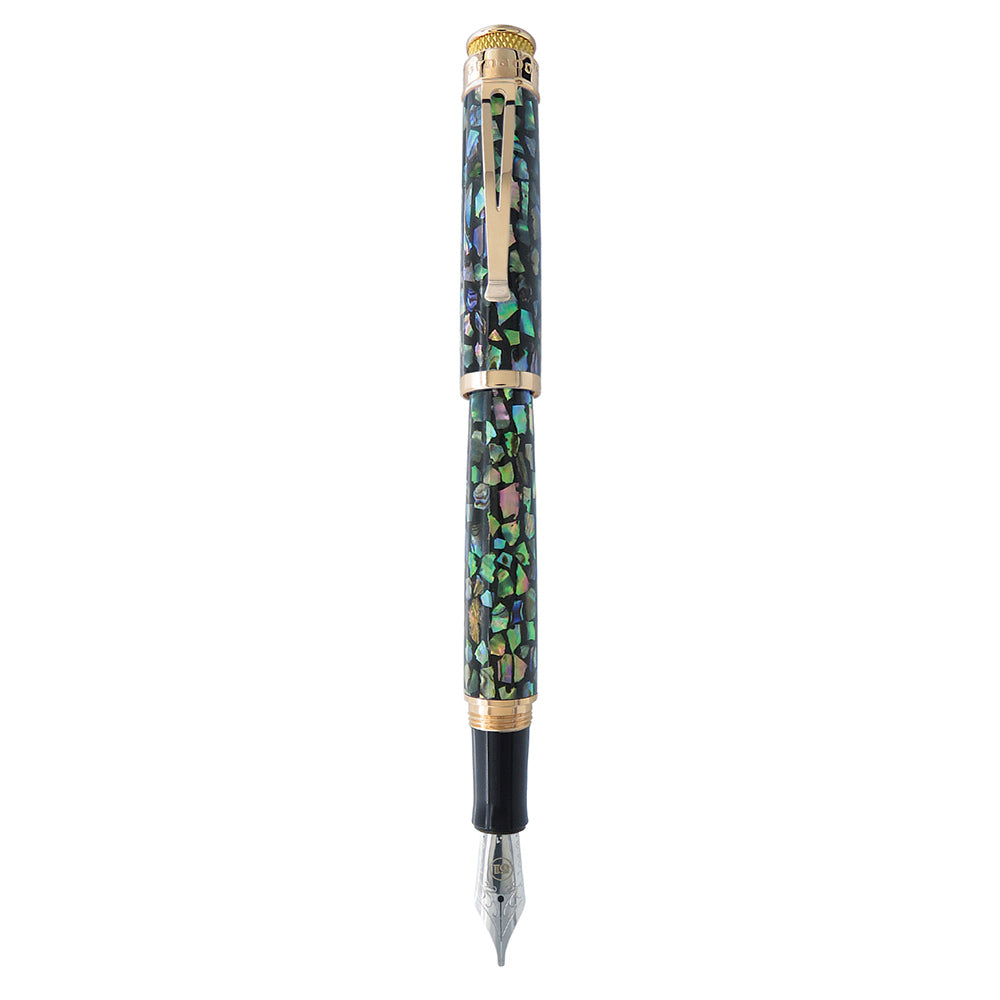 Front view of the Cioppino Fountain Pen with the cap posted. 