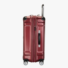 Load image into Gallery viewer, Side panel view of the red hard shell suitcase.
