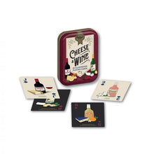 Load image into Gallery viewer, Cheese and Wine playing cards and tin box on a white background.
