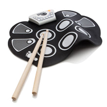 Load image into Gallery viewer, The drum kit pad arranged with the sticks.
