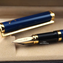 Load image into Gallery viewer, S.T. Dupont Blue Chinese Lacquer Fountain Pen , Uncapped

