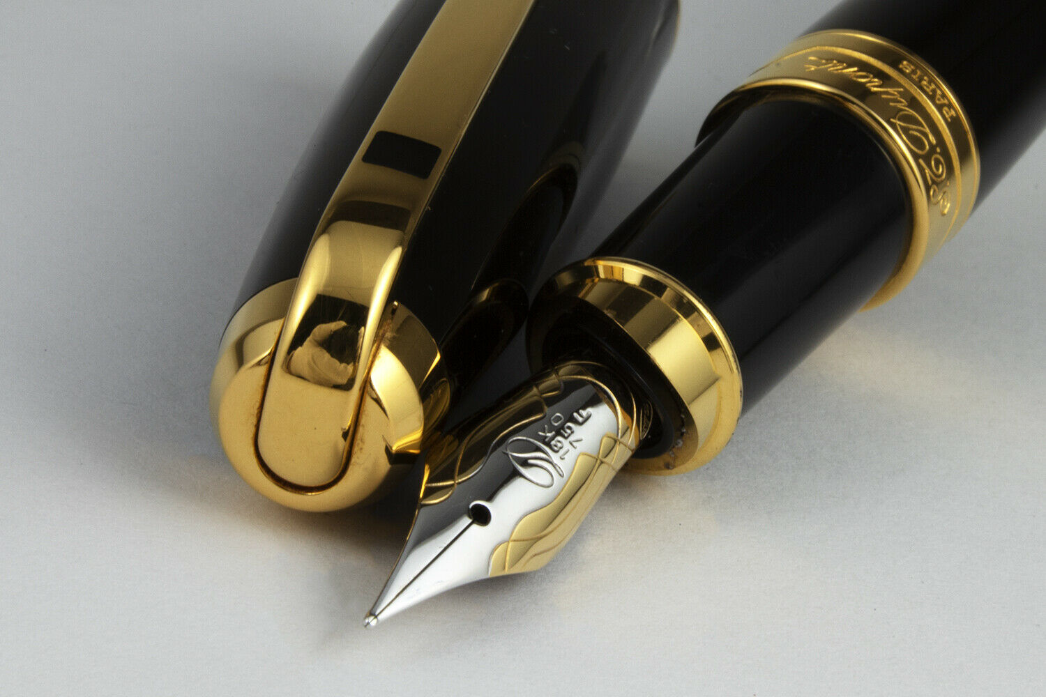 S.T. Dupont Black and Gold Olympio Fountain Pen | Airline Intl