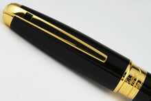 Load image into Gallery viewer, S.T. Dupont Black and Gold Olympio Fountain Pen, Cap Close-Up
