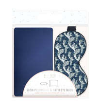 Load image into Gallery viewer, Great Wave Satin Pillow &amp; Eye Mask Set inside the package.
