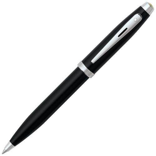 Front view of the Black Ballpoint Pen with gray accents. 