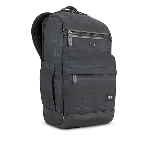 Angled front panel view off the backpack. 