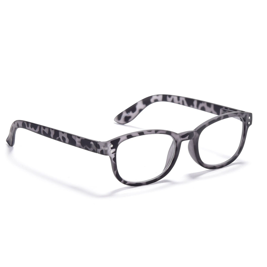 Square Frame PC Readers - Grey, Front Angled View