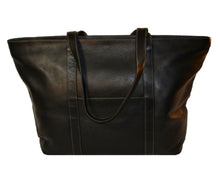 Load image into Gallery viewer, Swerv Collection Black Super Shopper Leather Tote, In Black
