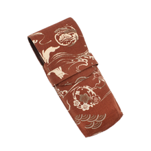 Load image into Gallery viewer, Taccia Kimono Three-Slot Pen Case In Crimson Hare Closed
