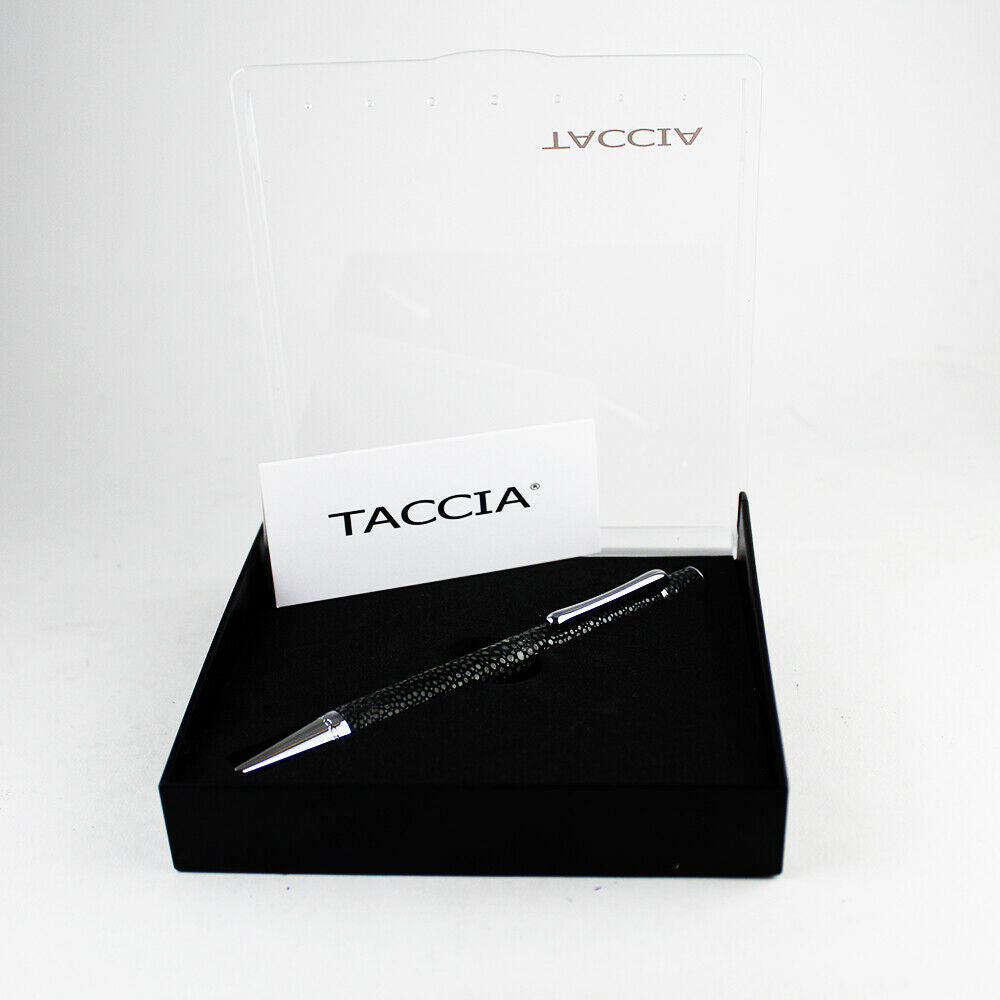Taccia Shagreen Stingray Ballpoint Pen, Open Presentation Box, and Documents