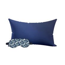 Load image into Gallery viewer, Blue Satin Pillow and Great Wave Eye mask
