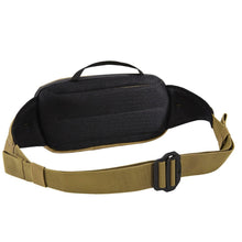 Load image into Gallery viewer, Back panel view of the nutria brown bag, featuring the adjustable strap. 
