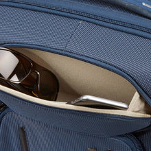 Load image into Gallery viewer, Thule Crossover 2 Carry On Spinner Luggage in Blue, Front Unzipped
