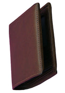 Angled view of the brown wallet on a white background. 