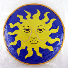 Load image into Gallery viewer, Front view of the tortilla warmer with a yellow sun on a blue background.
