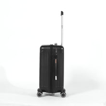 Load image into Gallery viewer, Side panel view of the black suitcase. 
