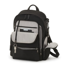 Load image into Gallery viewer, Angled front panel view with the compartments unzipped.
