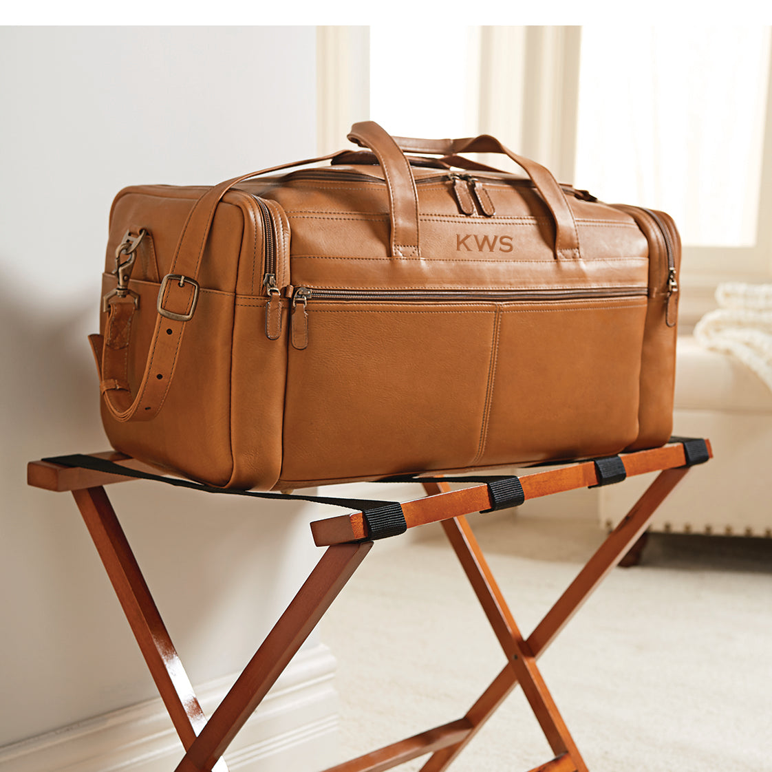 Leather Travel Duffel Bag - Airplane Underseat Carry on Bags, Brown, Size