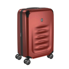 Load image into Gallery viewer, Angled front view of the suitcase with the handle retracted. 
