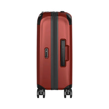 Load image into Gallery viewer, Side panel view of the suitcase showing a grab handle. 

