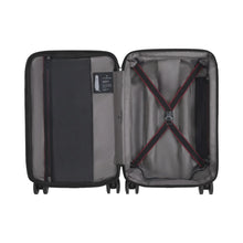 Load image into Gallery viewer, Interior view of the suitcase.. The front panel has a zipper-closing compartment. The back panel has a set of straps to hold contents in place. 
