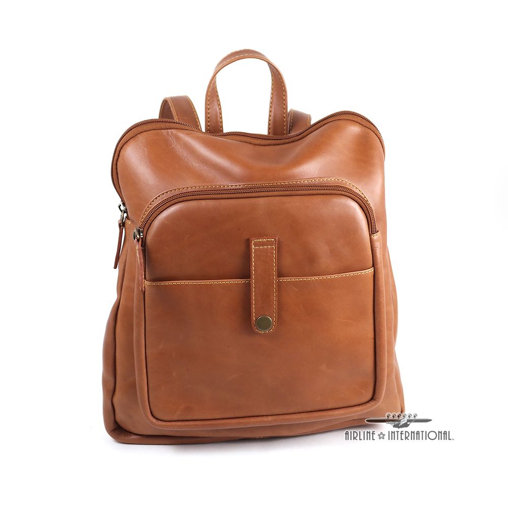 Vintage Leather Slim Backpack | Airline International  display picture 1