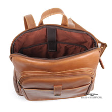 Load image into Gallery viewer, Vintage Leather Slim Backpack Top Unzipped
