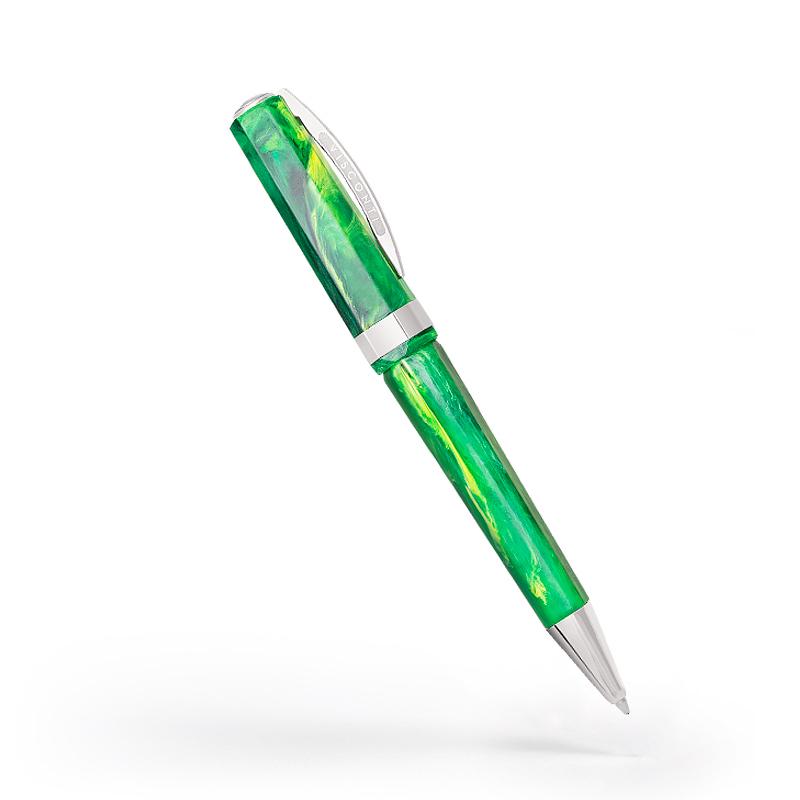 Side view of the green ballpoint pen.