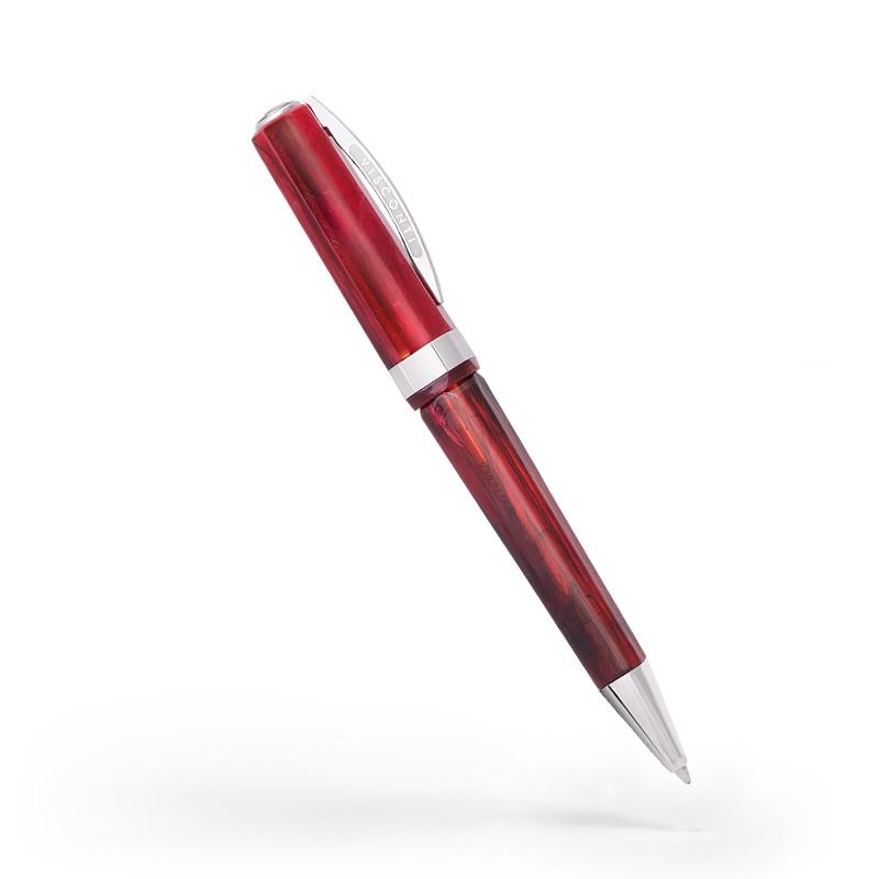 Side view of the ballpoint pen in red. 
