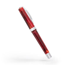 Load image into Gallery viewer, Side view of the red rollerball pen with the cap on.
