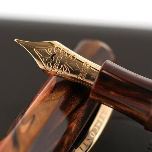 Visconti Medici Fountain Pen w/Rose Gold Trim Nib Close-Up