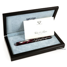 Load image into Gallery viewer, Visconti Richelieu Burgundy/Sterling Silver Limited Edition Fountain Pen with Open Presentation Box and  documents

