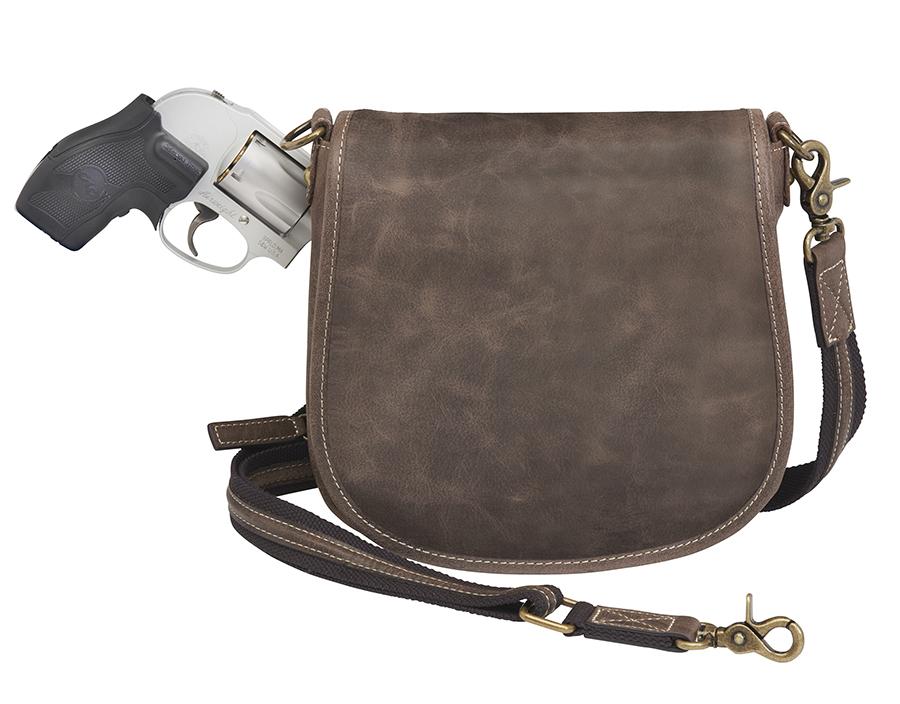 GTM Distressed Leather Slim X-Body Conceal Carry Purse