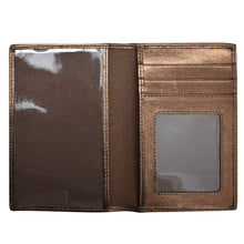 Load image into Gallery viewer, Interior view of the bronze brown wallet. 
