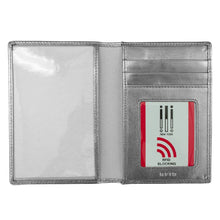 Load image into Gallery viewer, Interior view of the silver wallet. 
