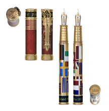 Load image into Gallery viewer, David Oscarson - Ellis Island Collection Fountain Pen in Gold Vermeil Red
