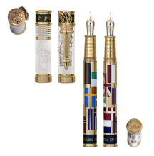 Load image into Gallery viewer, David Oscarson - Ellis Island Collection Fountain Pen in Gold Vermeil White
